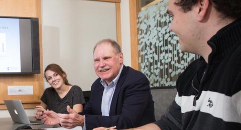 Students and Jeff Sohl in a round table discussion