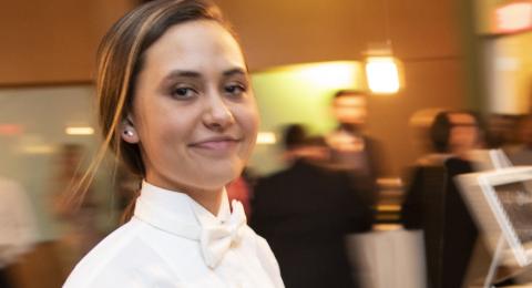 Hospitality Management student at gourmet dinner