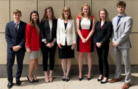 Students Charles Carter, Jill Durkin, Allie MacPhee, Brandi McKay, Ben Patt, Johanna Rewucki, Paul College, International Business Ethics and Sustainability Case Competition 