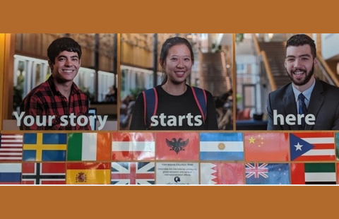 Your Story Starts Here image with headshots of 3 Paul College Students