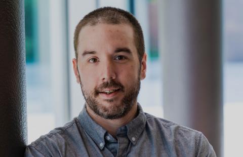portrait of Aaron Sanborn in Paul College 