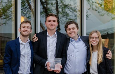 UNH Paul Students show off first place Holloway Prize Competition award