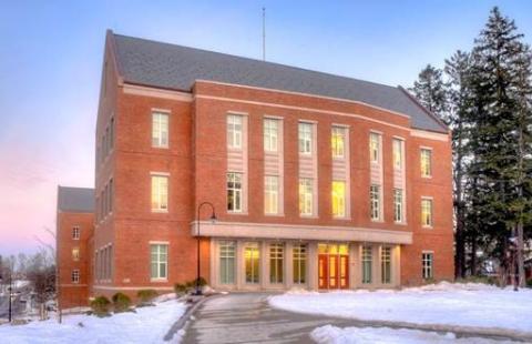 Paul College surrounded by snow