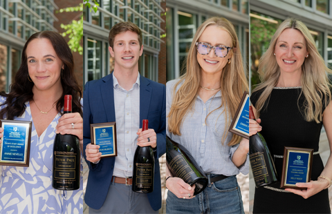 Annie Nevells, Steve Irlbeck, Emma Frank, and Kelly Root poses with their Paul Community Excellence Awards