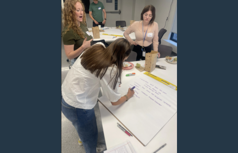 Students at the UNH ECenter write down ideas.