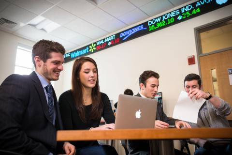 Paul College MS Finance students working in the Bloomberg Terminals