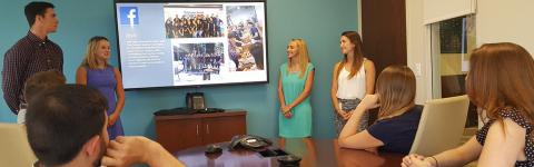 Student gives presentation during internship