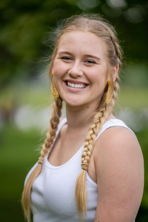 Briella Hirsch smiles for the camera A female student smiling