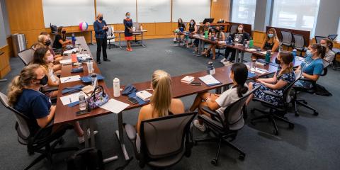 The Rutman 2023 cohort has a teambuilding session with Paul College's deans.