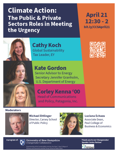 UNH Changemaker Collaborative flier for April 21 Climate Action event