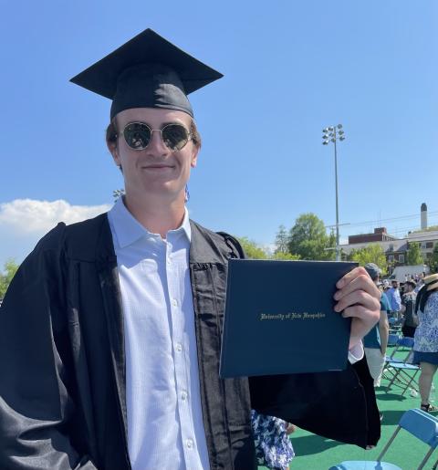 UNH student Peter Logee at his undergraduate commencement UNH student Peter Logee at his undergraduate commencement