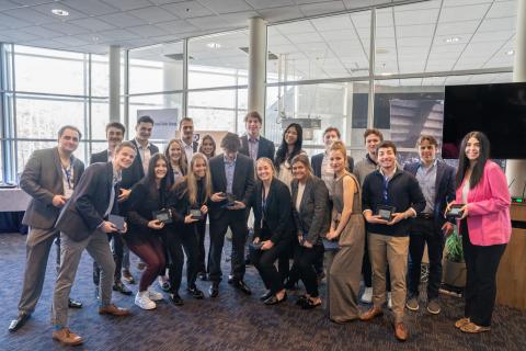 A group photo of the top 20 performers at Interview Idol