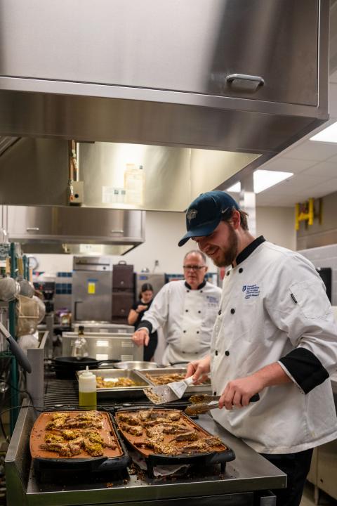 Students prepare the Gourmet Dinner
