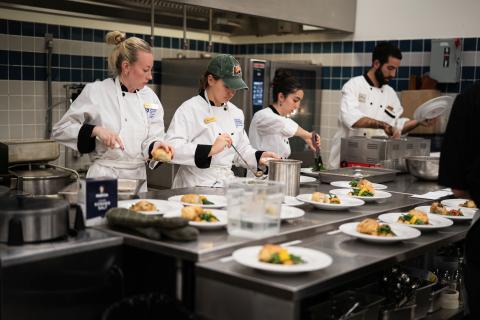 Students prepare the Gourmet Dinner