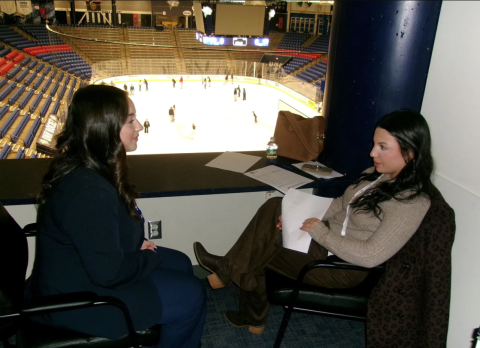 UNH Sales students in formal interviews