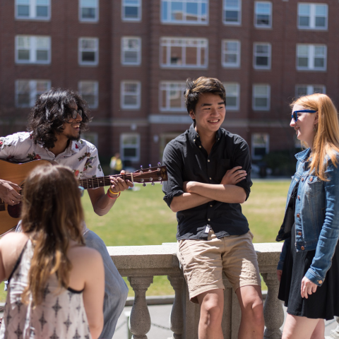 college students group talking