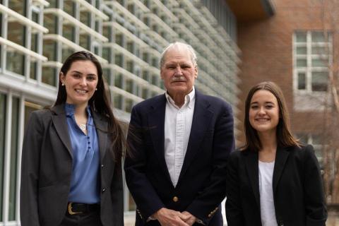 UNH Paul College students Aidan Kittredge and Kelsie Dawe with Professor Jeffrey Sohl UNH Paul College students Aidan Kittredge and Kelsie Dawe with Professor Jeffrey Sohl