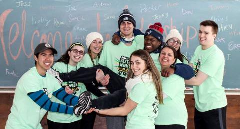 Leadership Camp group having fun carrying someone